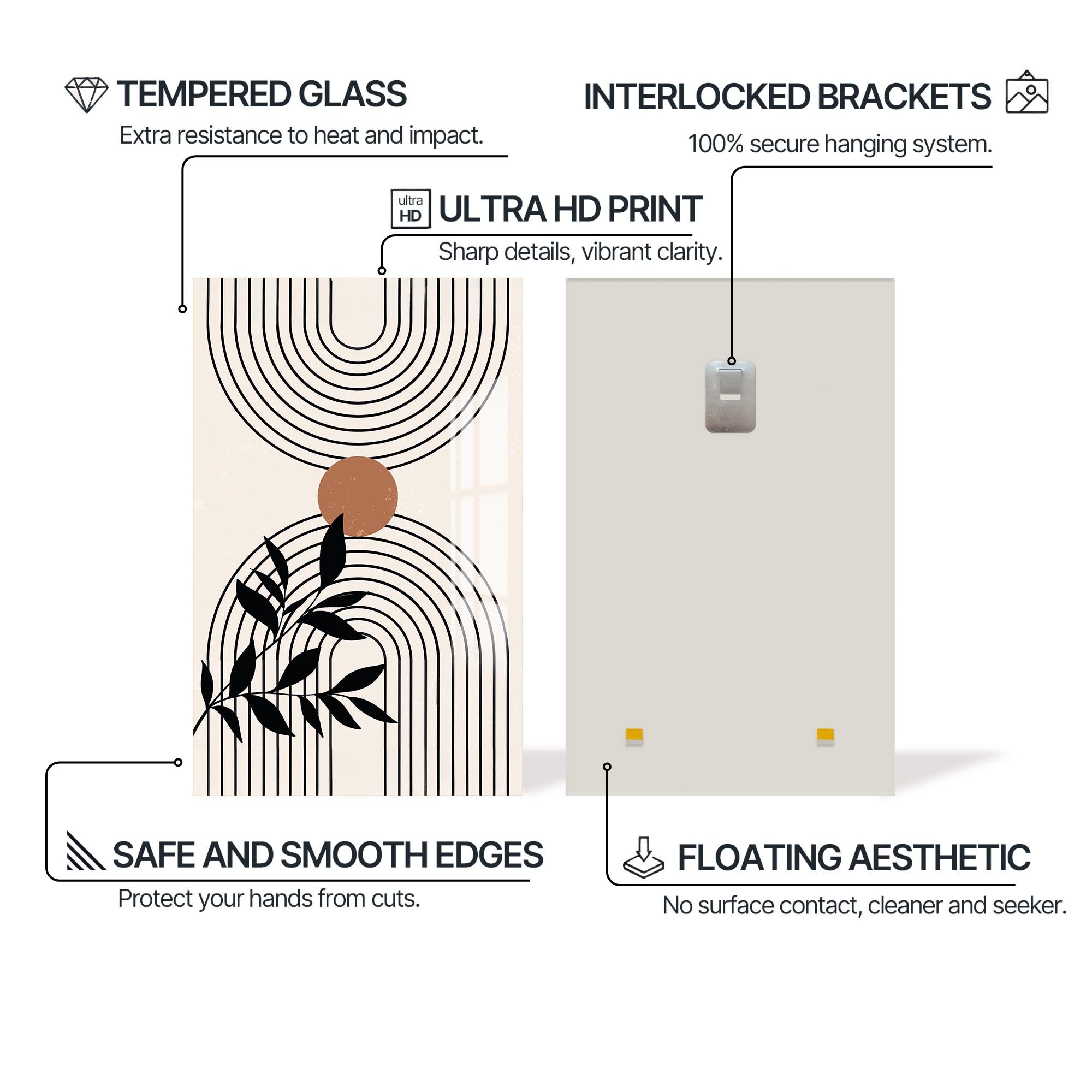 Dual Arc Balance– Bohemian Tempered Glass Wall Art