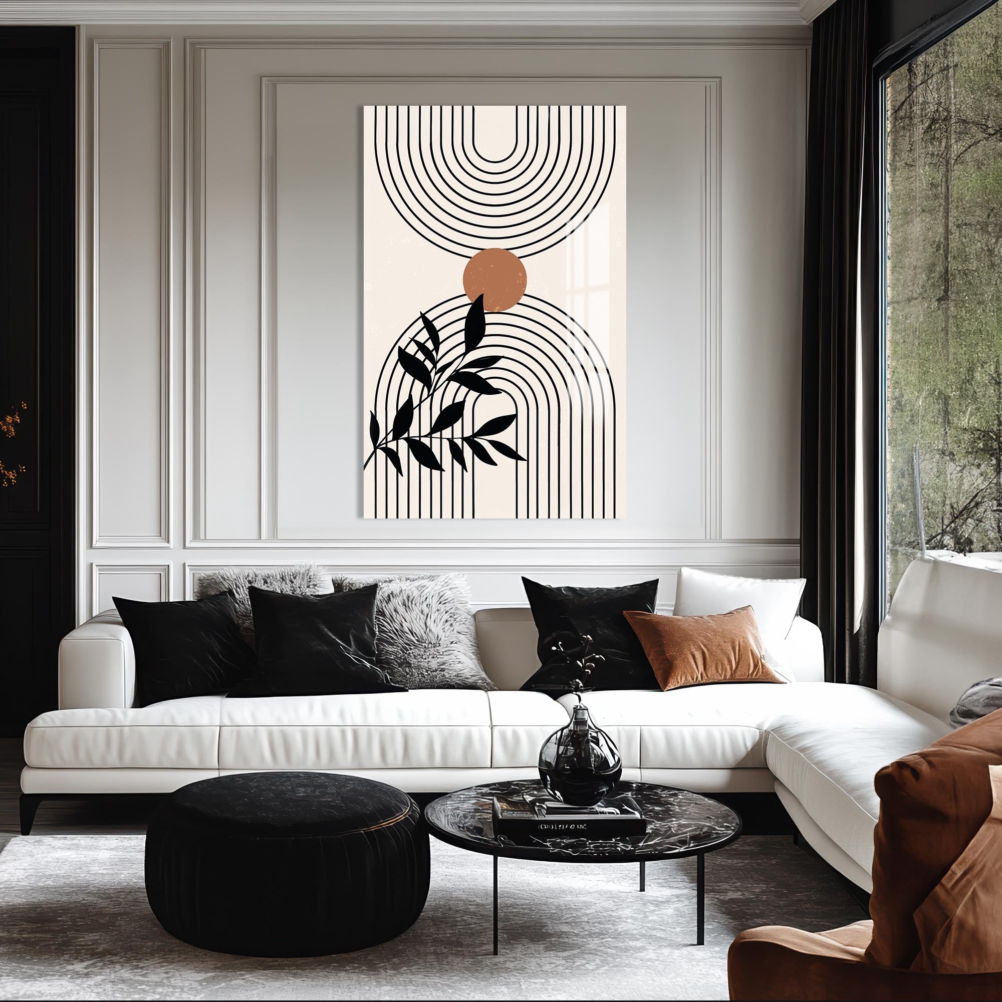 Dual Arc Balance– Bohemian Tempered Glass Wall Art