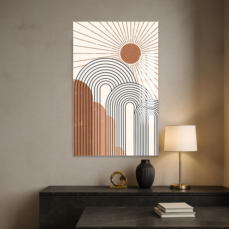 Artronauts Glass Print Rising Sun Arches– Bohemian Tempered Glass Wall Art