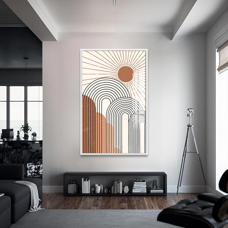 Artronauts Glass Print S | 72x46 cm | 28.3"x18.1" / White Rising Sun Arches– Bohemian Tempered Glass Wall Art