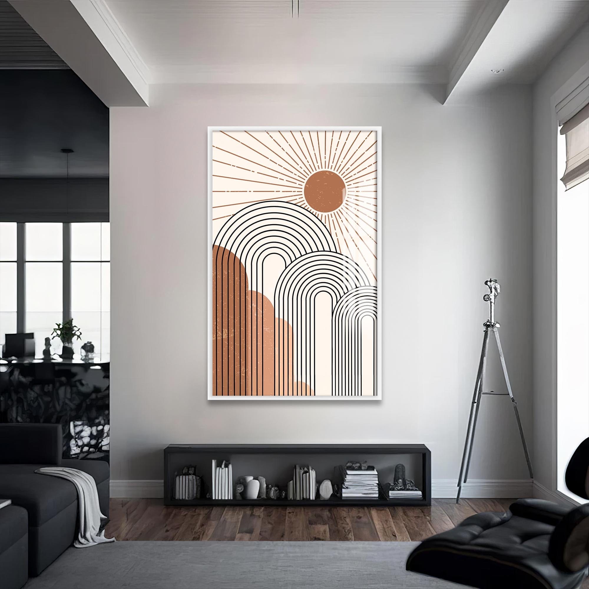 Artronauts Glass Print S | 72x46 cm | 28.3"x18.1" / White Rising Sun Arches– Bohemian Tempered Glass Wall Art