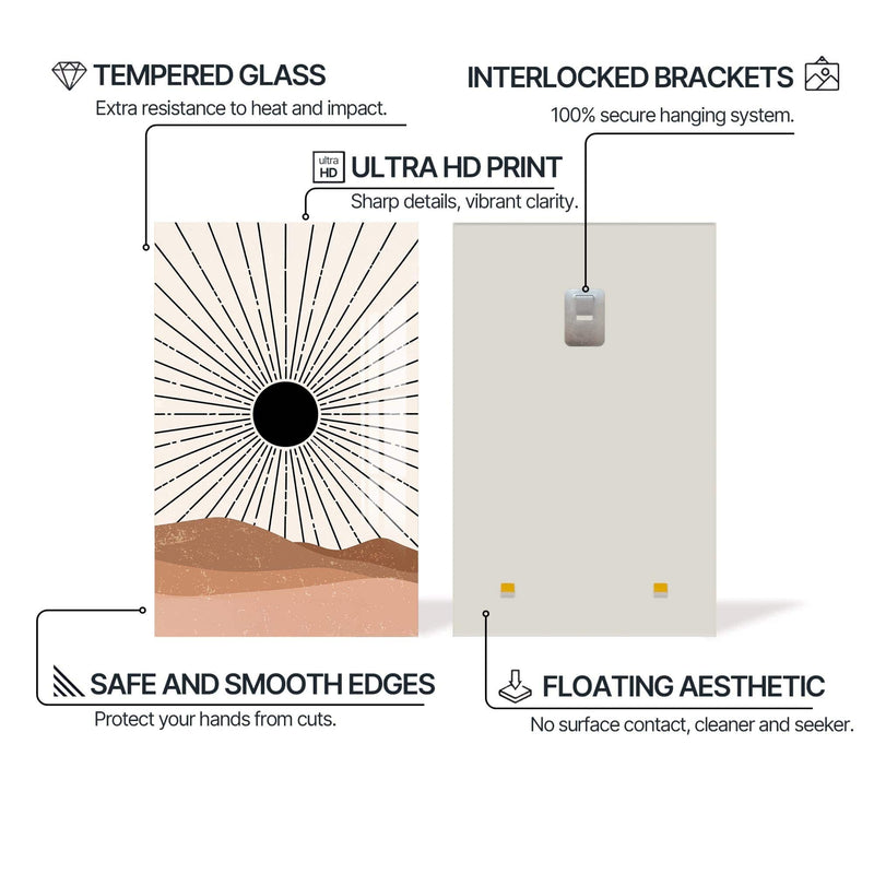 Artronauts Glass Print Desert Sunburst– Bohemian Tempered Glass Wall Art