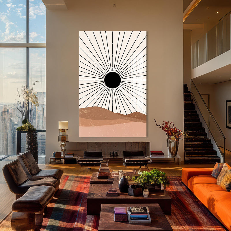 Artronauts Glass Print Desert Sunburst– Bohemian Tempered Glass Wall Art