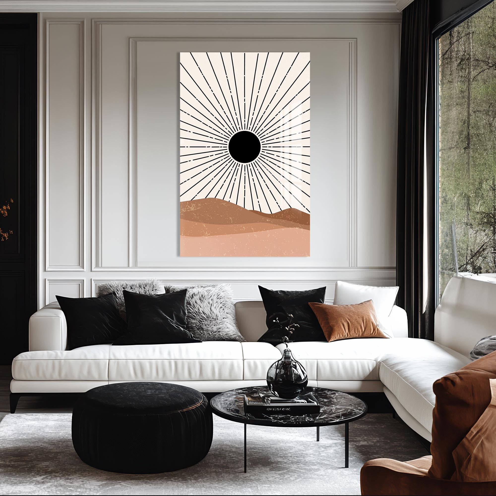 Desert Sunburst– Bohemian Tempered Glass Wall Art