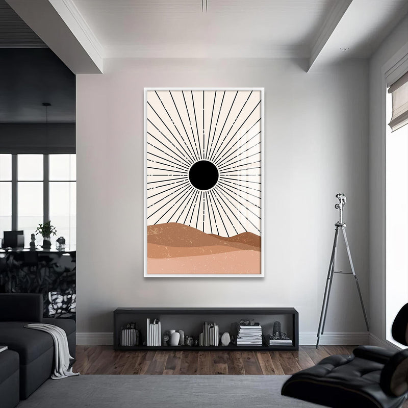 Artronauts Glass Print S | 72x46 cm | 28.3"x18.1" / White Desert Sunburst– Bohemian Tempered Glass Wall Art