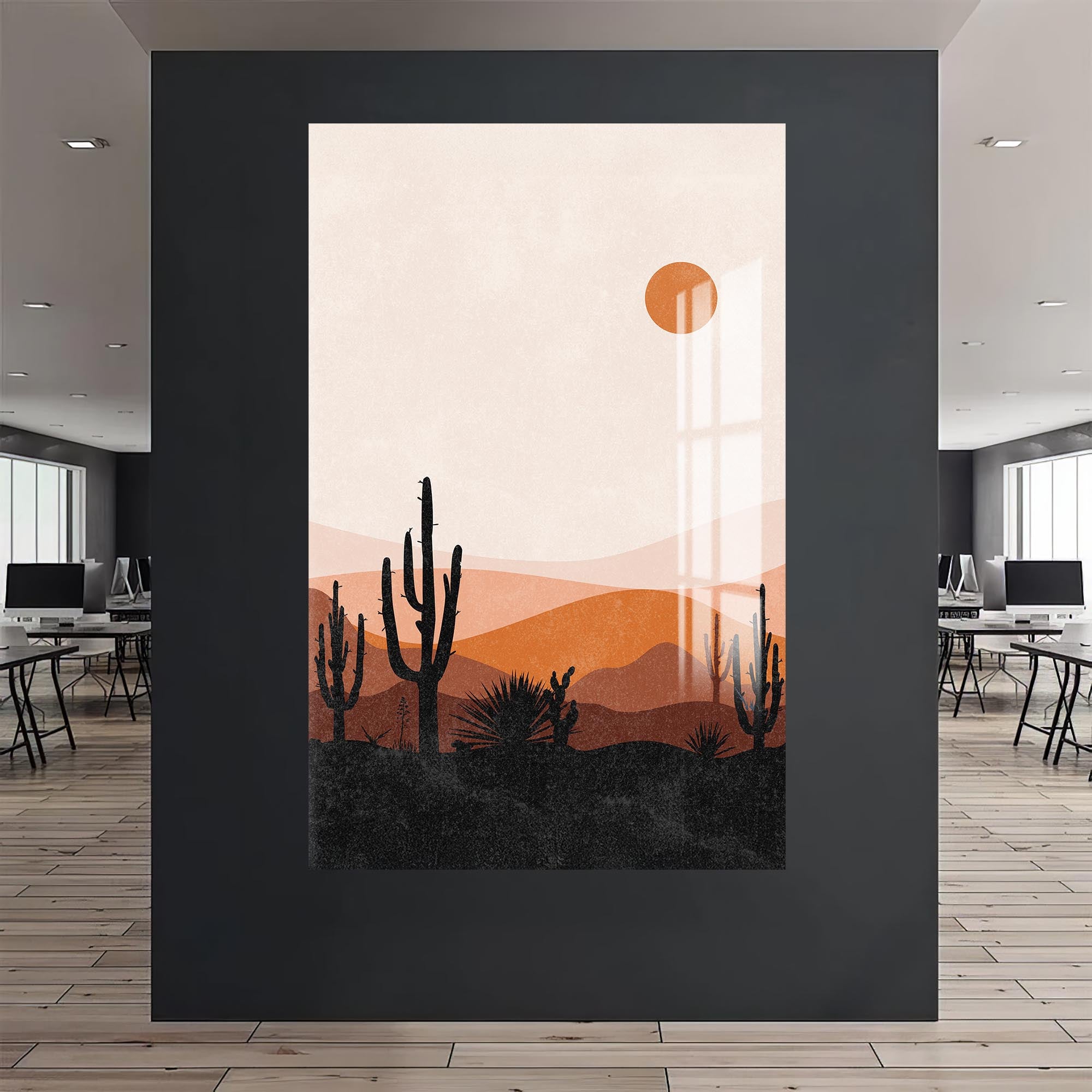 Cactus Horizon– Bohemian Tempered Glass Wall Art
