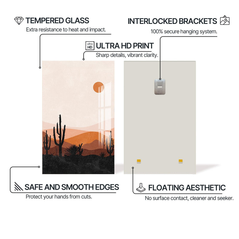 Artronauts Glass Print Cactus Horizon– Bohemian Tempered Glass Wall Art