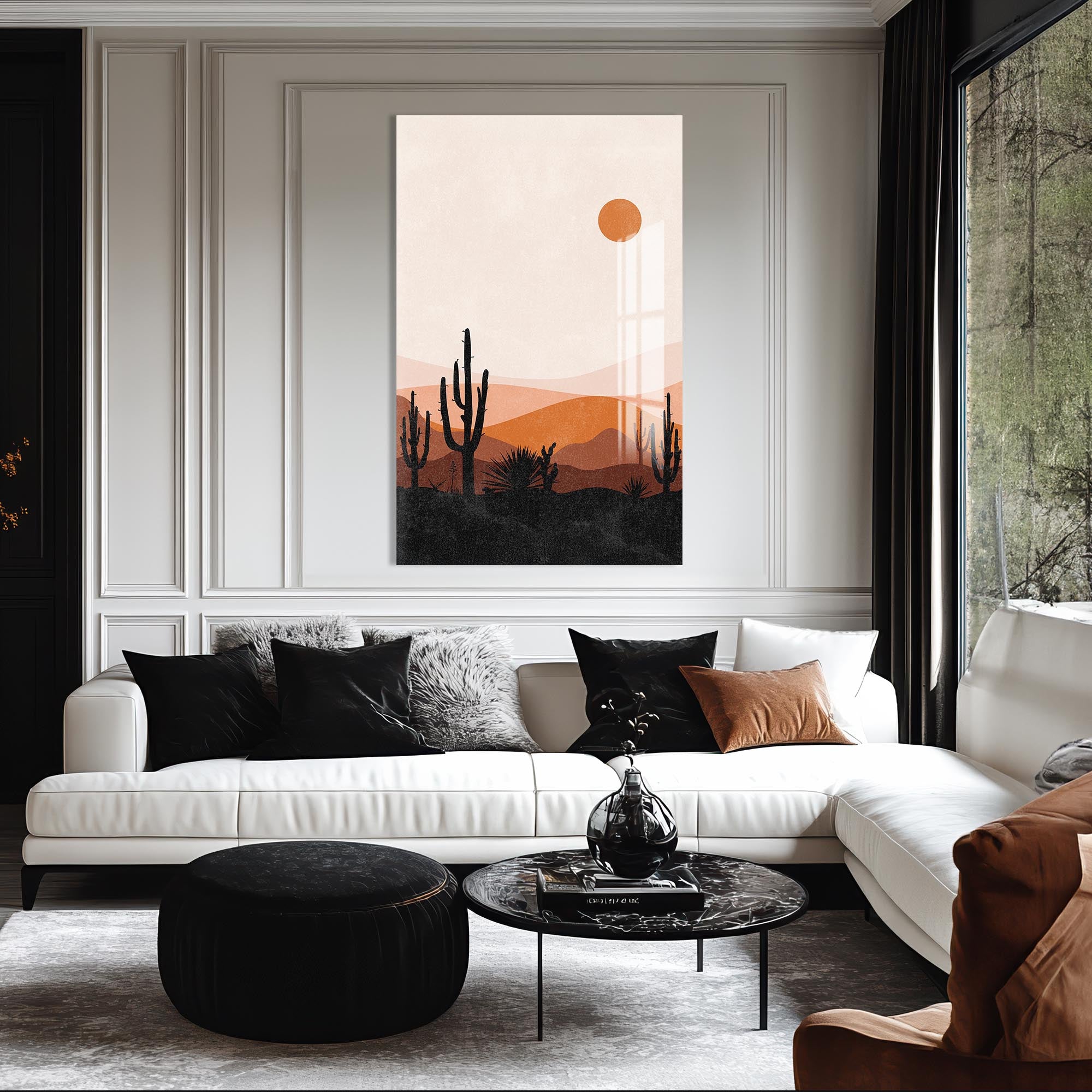 Cactus Horizon– Bohemian Tempered Glass Wall Art