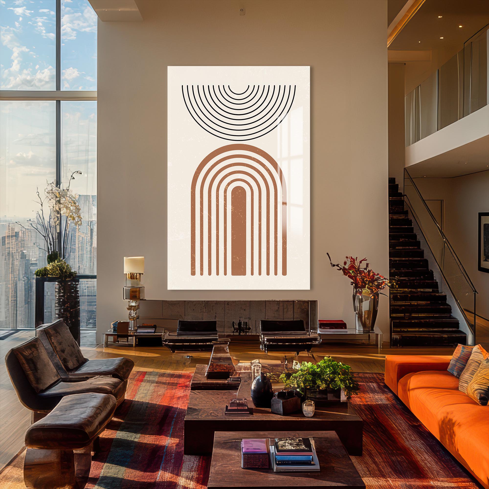 Arc & Horizon Minimal– Bohemian Tempered Glass Wall Art