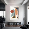 Artronauts Glass Print S | 72x46 cm | 28.3"x18.1" / White Retro Angle Composition – Bohemian Tempered Glass Wall Art