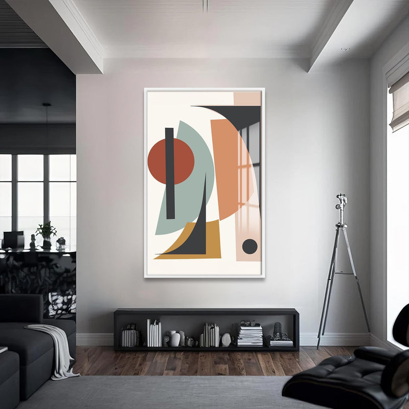 Artronauts Glass Print S | 72x46 cm | 28.3"x18.1" / White Retro Angle Composition – Bohemian Tempered Glass Wall Art