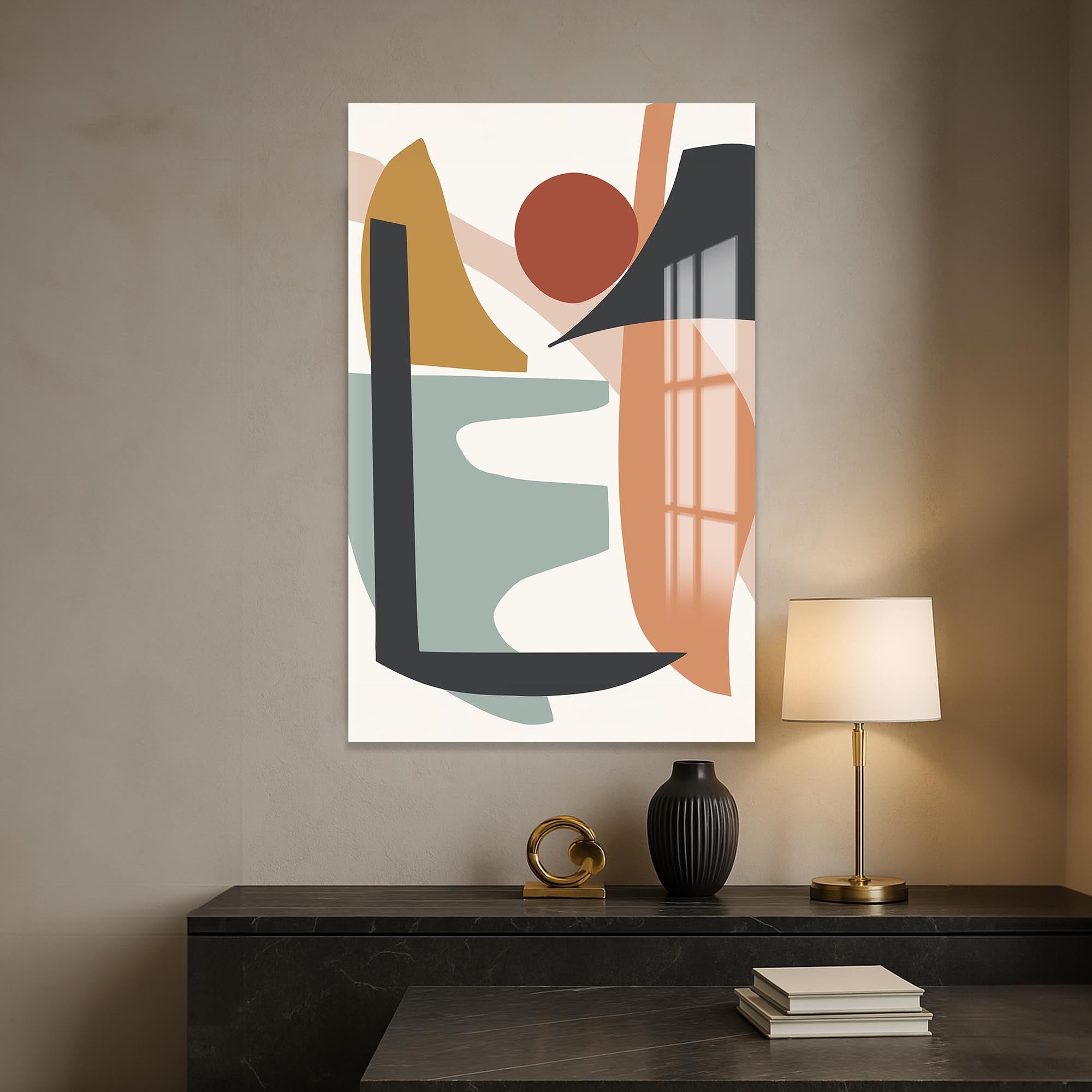 Abstract Motion Shapes – Bohemian Tempered Glass Wall Art