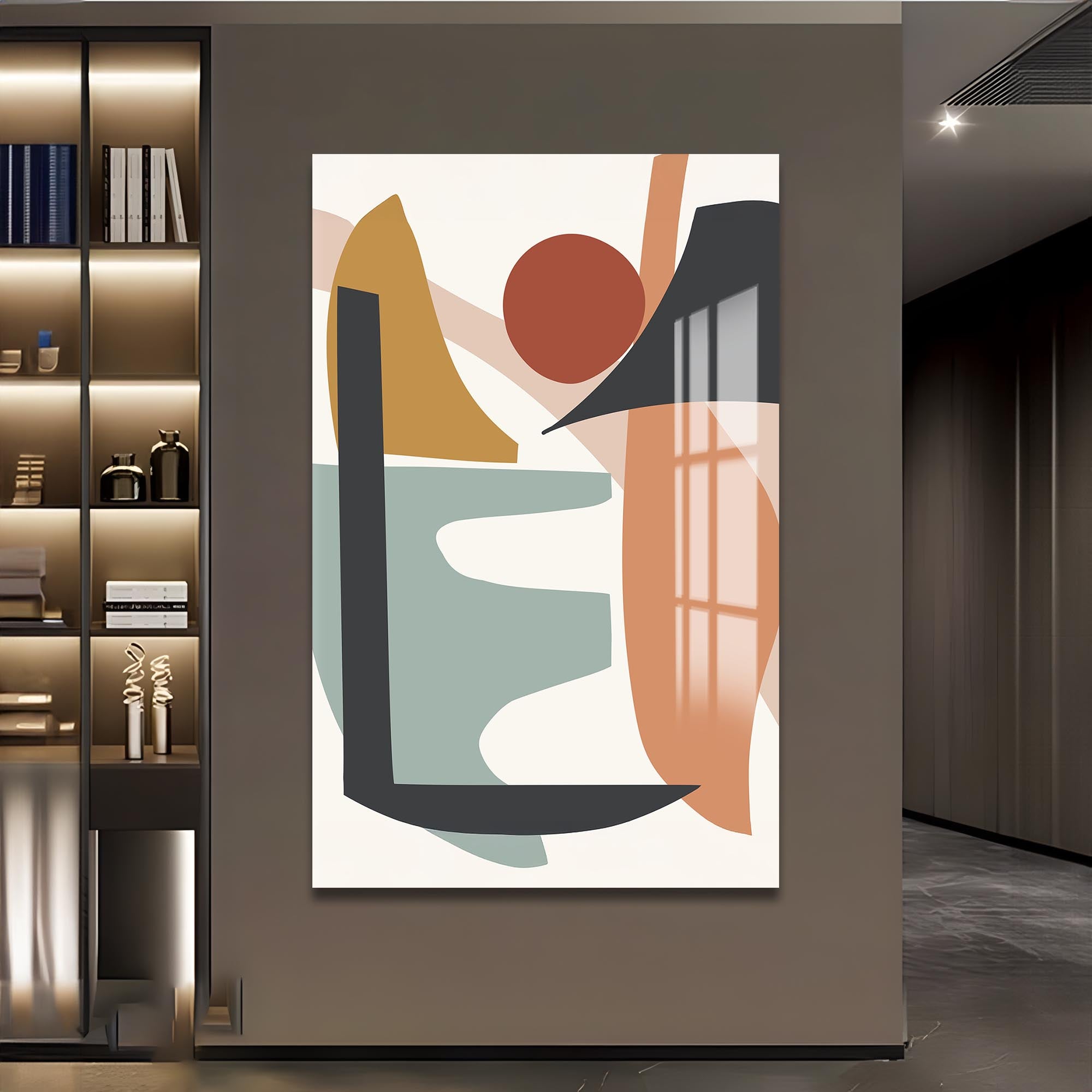 Abstract Motion Shapes – Bohemian Tempered Glass Wall Art