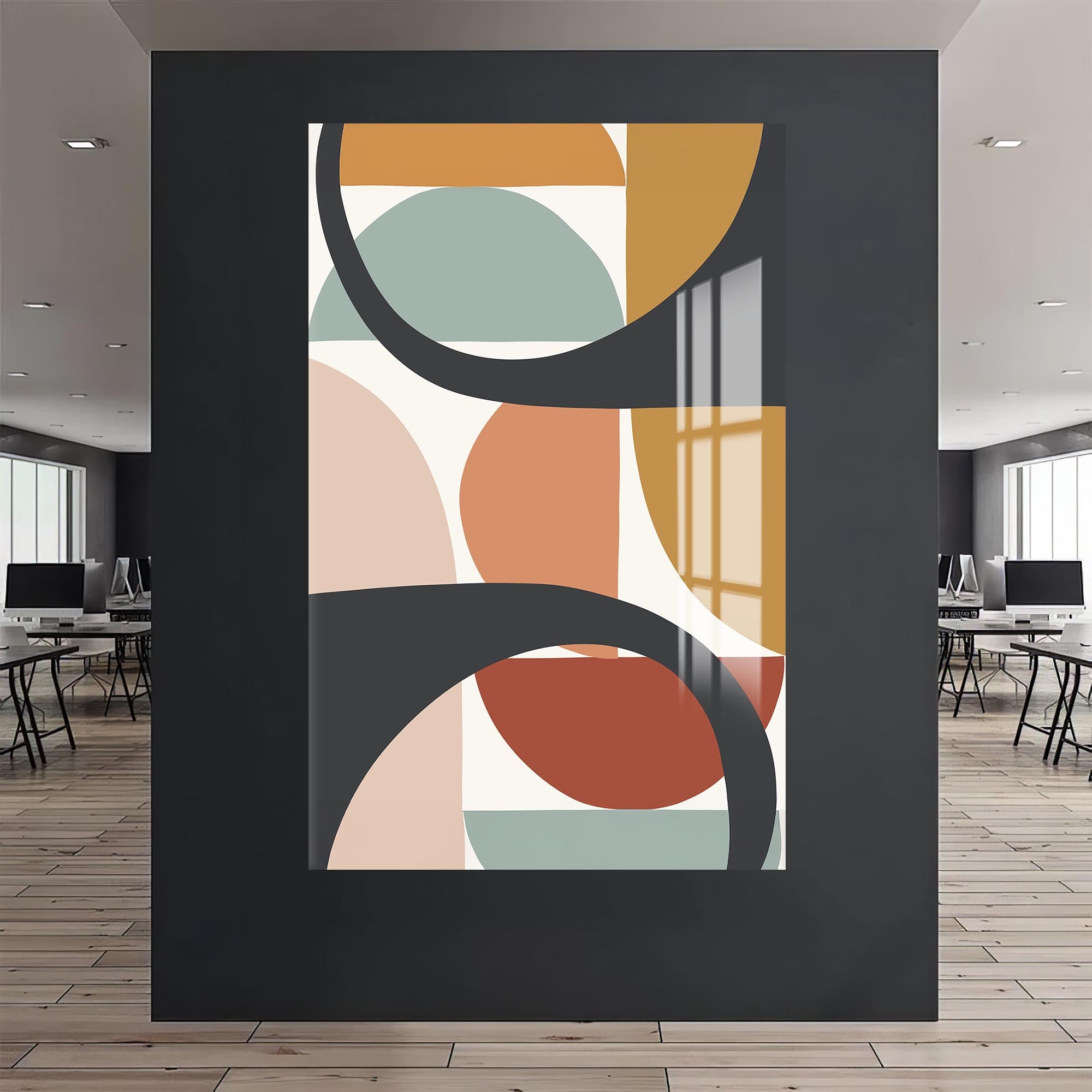Artronauts Glass Print Mid-Century Pattern Grid – Bohemian Tempered Glass Wall Art