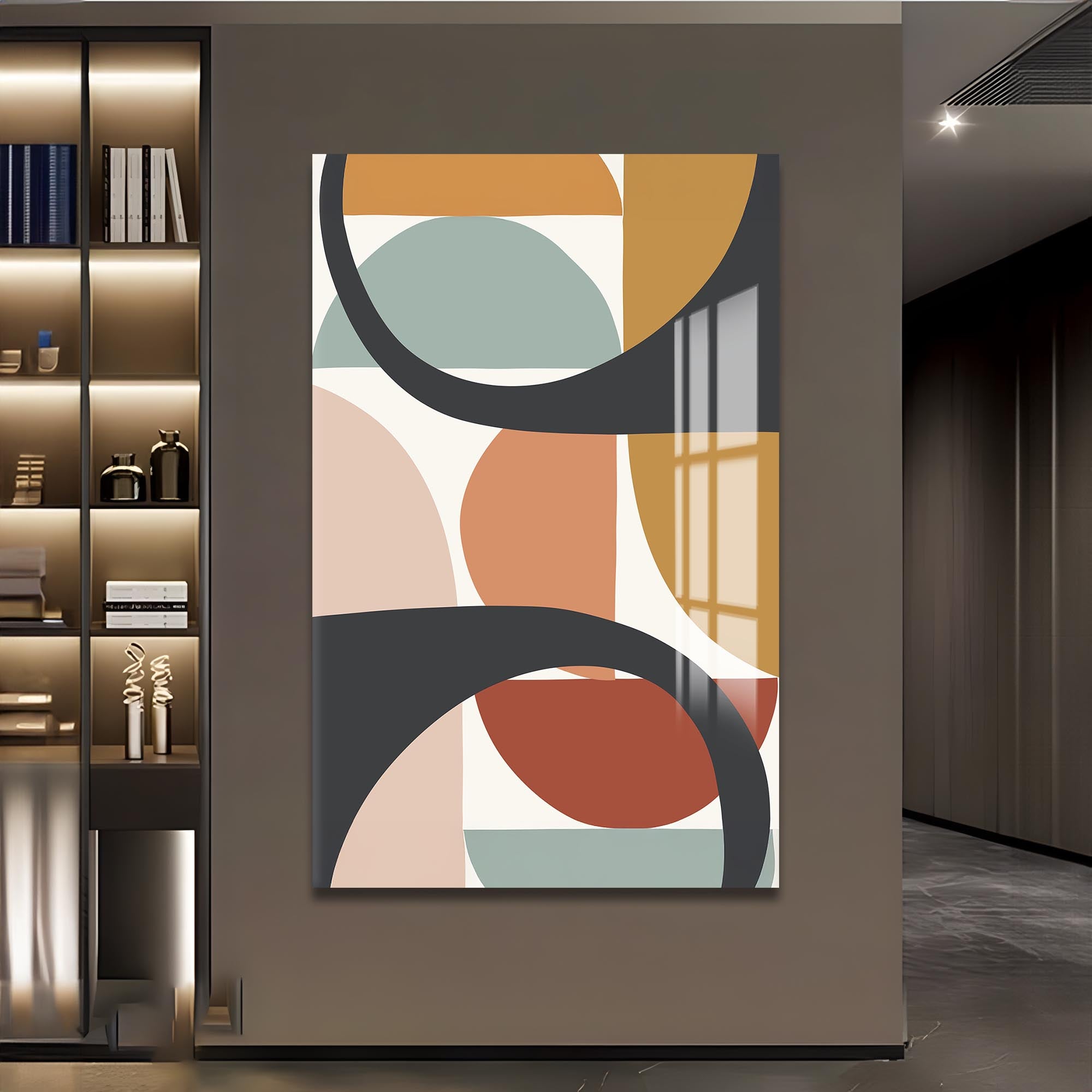 Artronauts Glass Print Mid-Century Pattern Grid – Bohemian Tempered Glass Wall Art