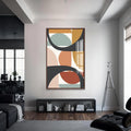 Artronauts Glass Print S | 72x46 cm | 28.3"x18.1" / Walnut Mid-Century Pattern Grid – Bohemian Tempered Glass Wall Art
