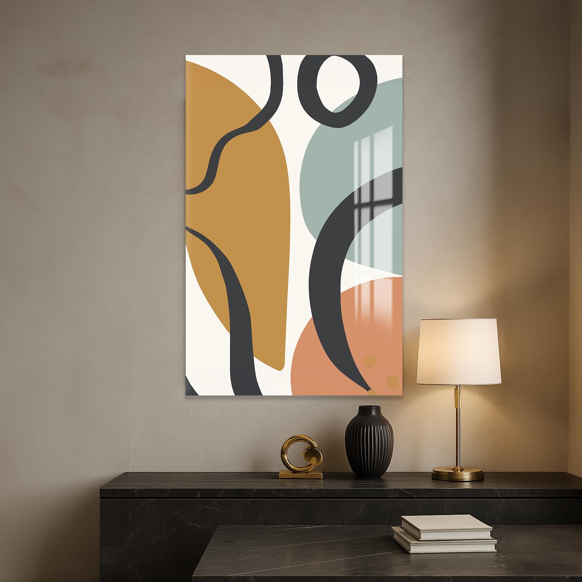 Organic Curves Harmony – Bohemian Tempered Glass Wall Art