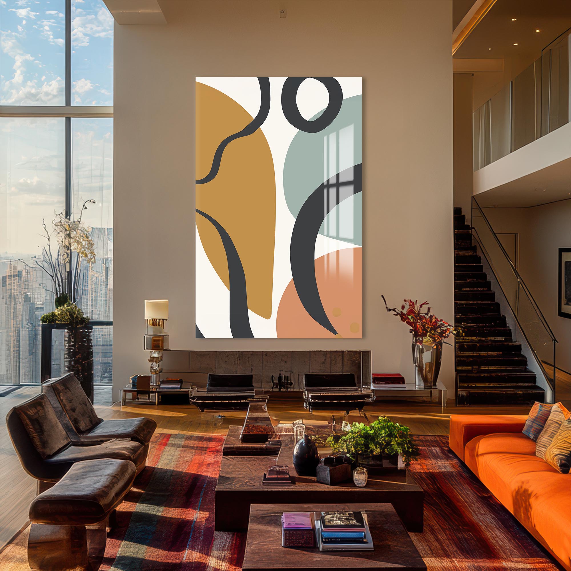 Organic Curves Harmony – Bohemian Tempered Glass Wall Art