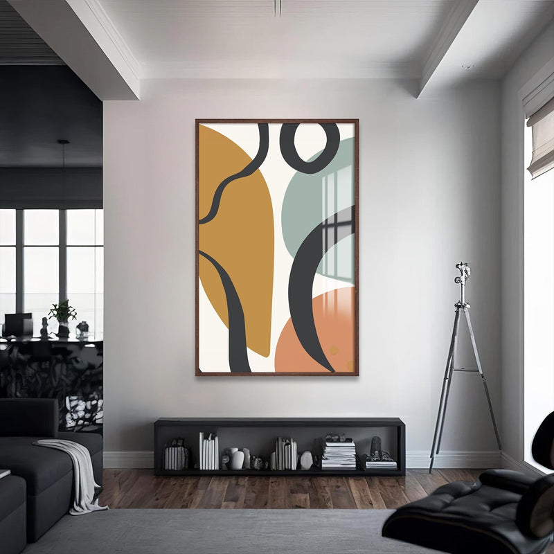 Artronauts Glass Print S | 72x46 cm | 28.3"x18.1" / Walnut Organic Curves Harmony – Bohemian Tempered Glass Wall Art