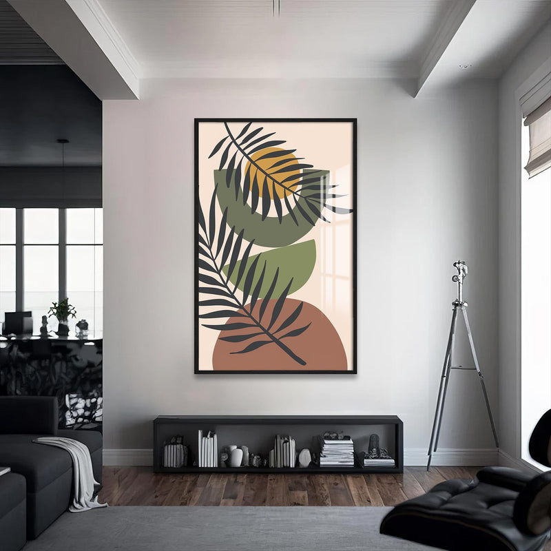 Artronauts Glass Print S | 72x46 cm | 28.3"x18.1" / Black Tropical Balance – Bohemian Tempered Glass Wall Art