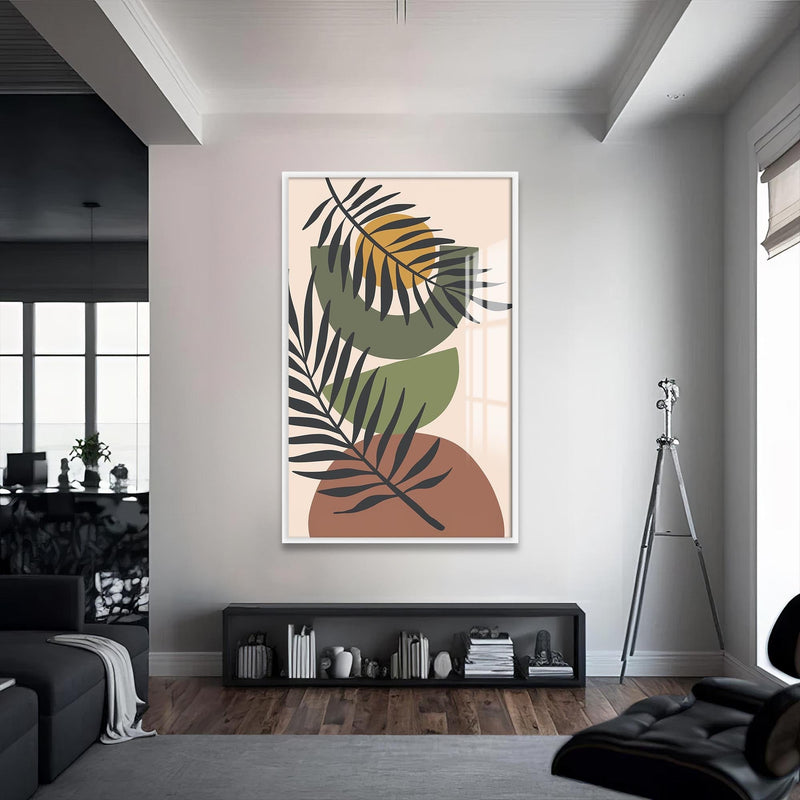 Artronauts Glass Print S | 72x46 cm | 28.3"x18.1" / White Tropical Balance – Bohemian Tempered Glass Wall Art