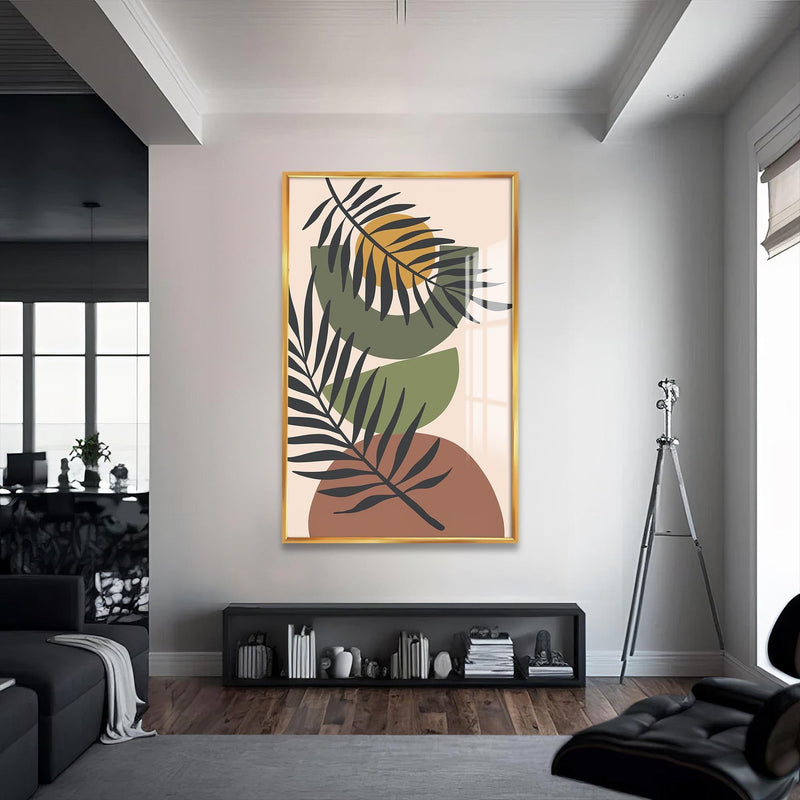Artronauts Glass Print S | 72x46 cm | 28.3"x18.1" / Gold Tropical Balance – Bohemian Tempered Glass Wall Art