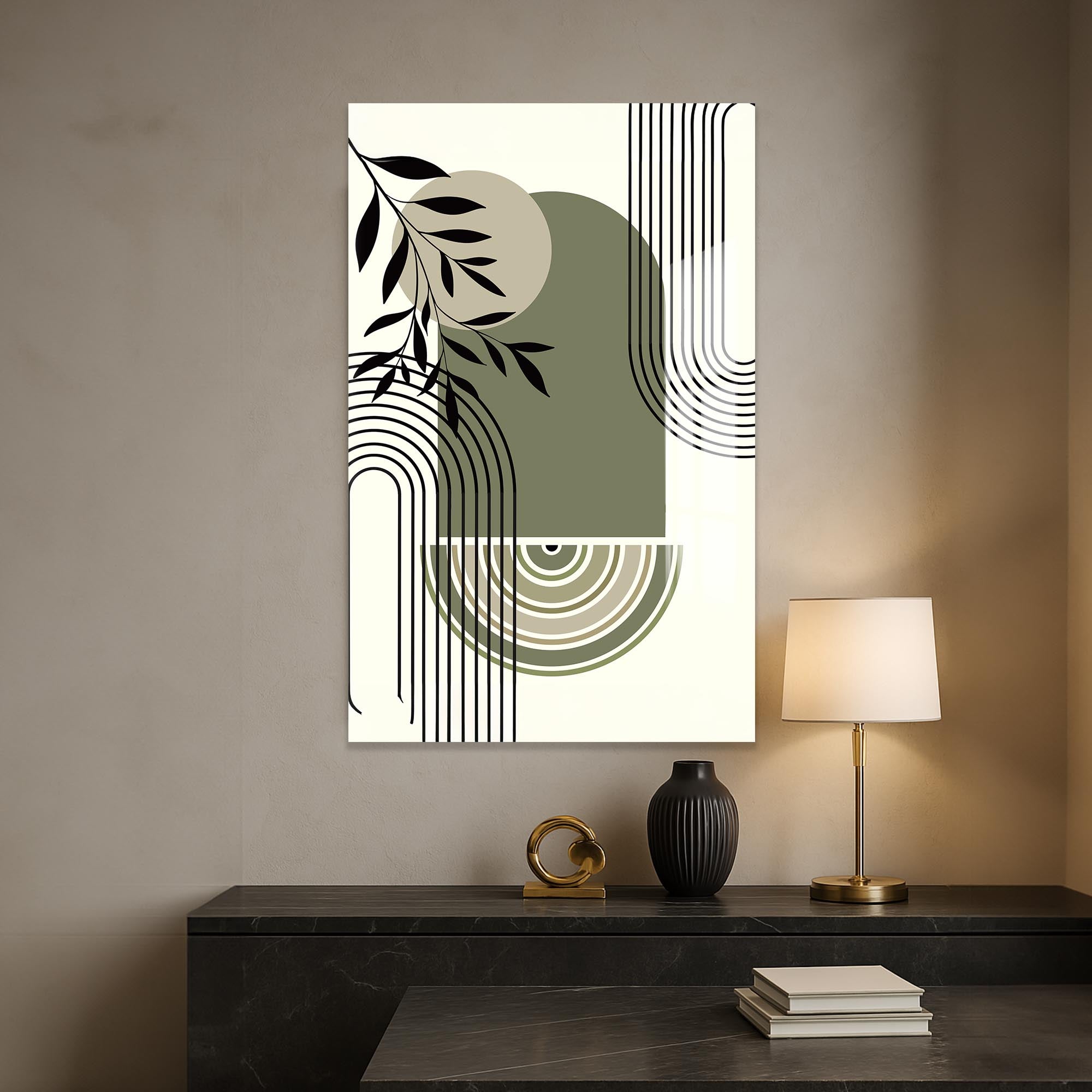 Artronauts Glass Print Olive Arc Harmony– Bohemian Tempered Glass Wall Art