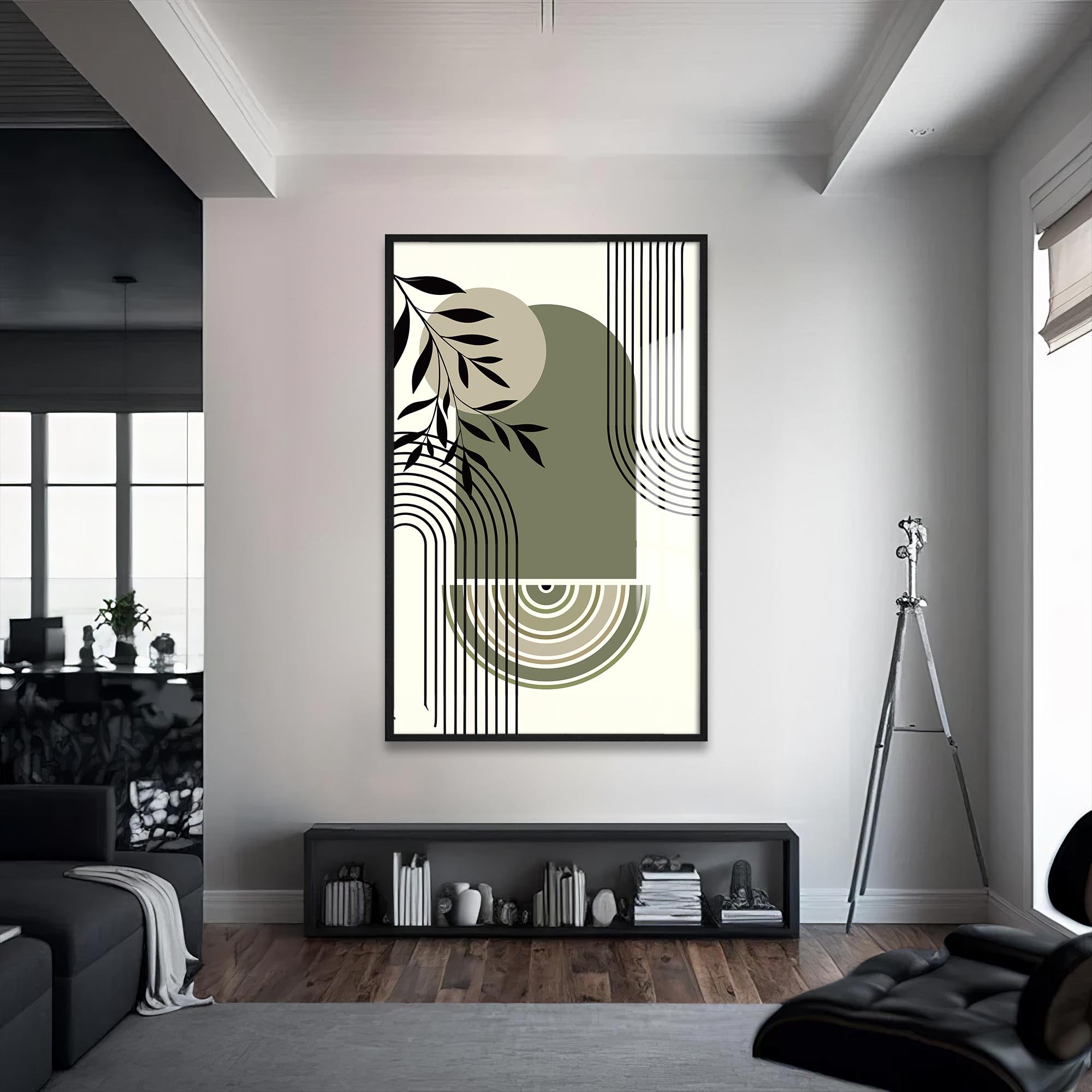 Artronauts Glass Print S | 72x46 cm | 28.3"x18.1" / Black Olive Arc Harmony– Bohemian Tempered Glass Wall Art