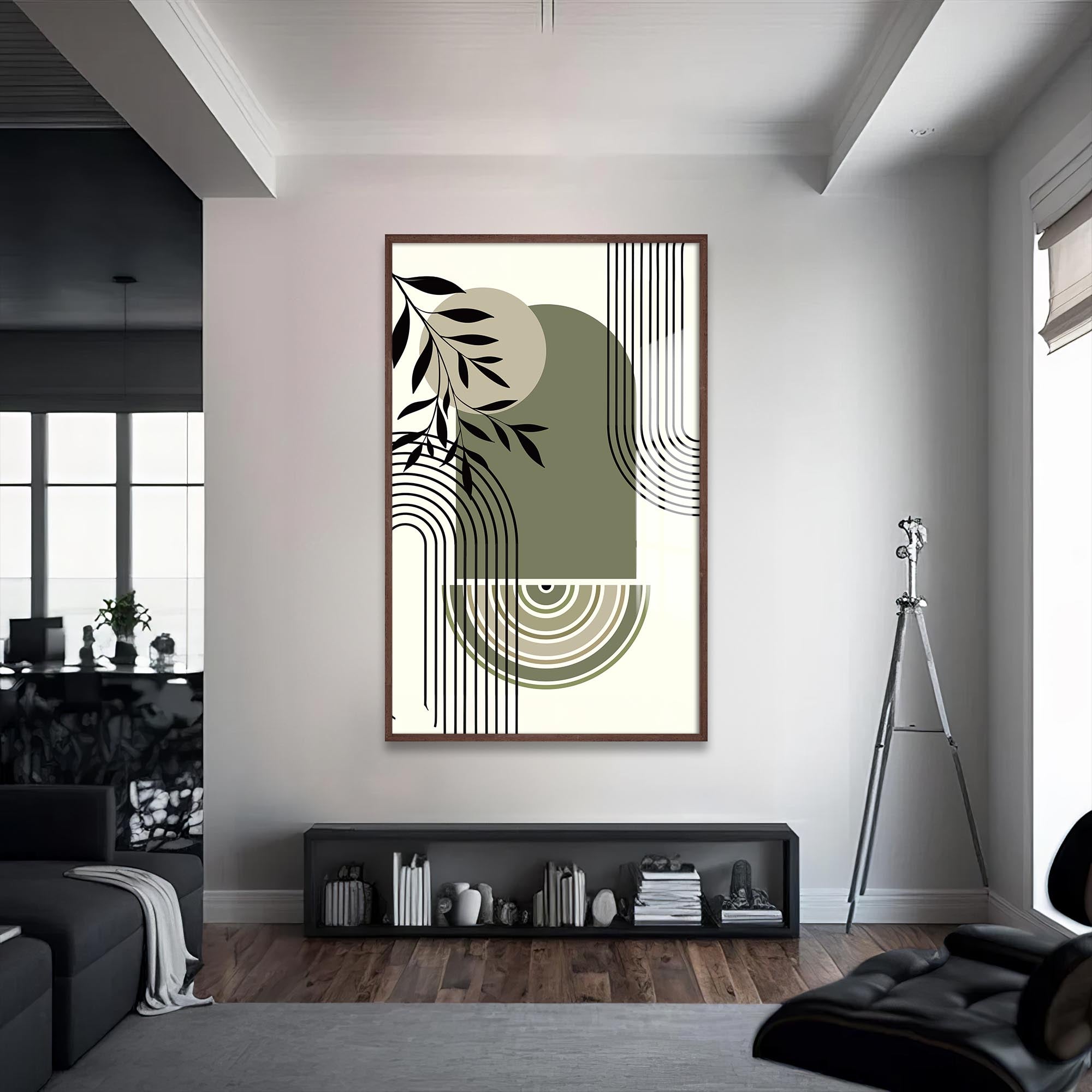 Artronauts Glass Print S | 72x46 cm | 28.3"x18.1" / Walnut Olive Arc Harmony– Bohemian Tempered Glass Wall Art