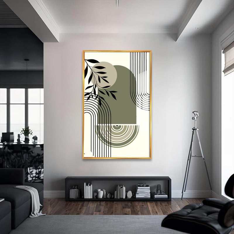 Artronauts Glass Print S | 72x46 cm | 28.3"x18.1" / Gold Olive Arc Harmony– Bohemian Tempered Glass Wall Art