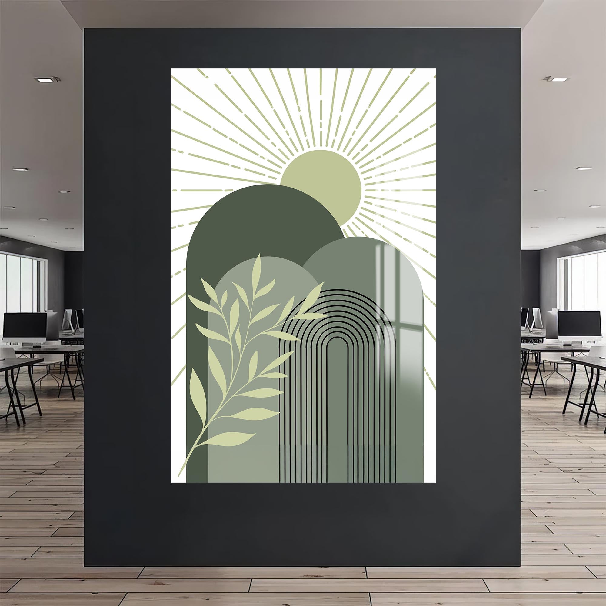 Artronauts Glass Print Sage Sunrise Peaks– Bohemian Tempered Glass Wall Art
