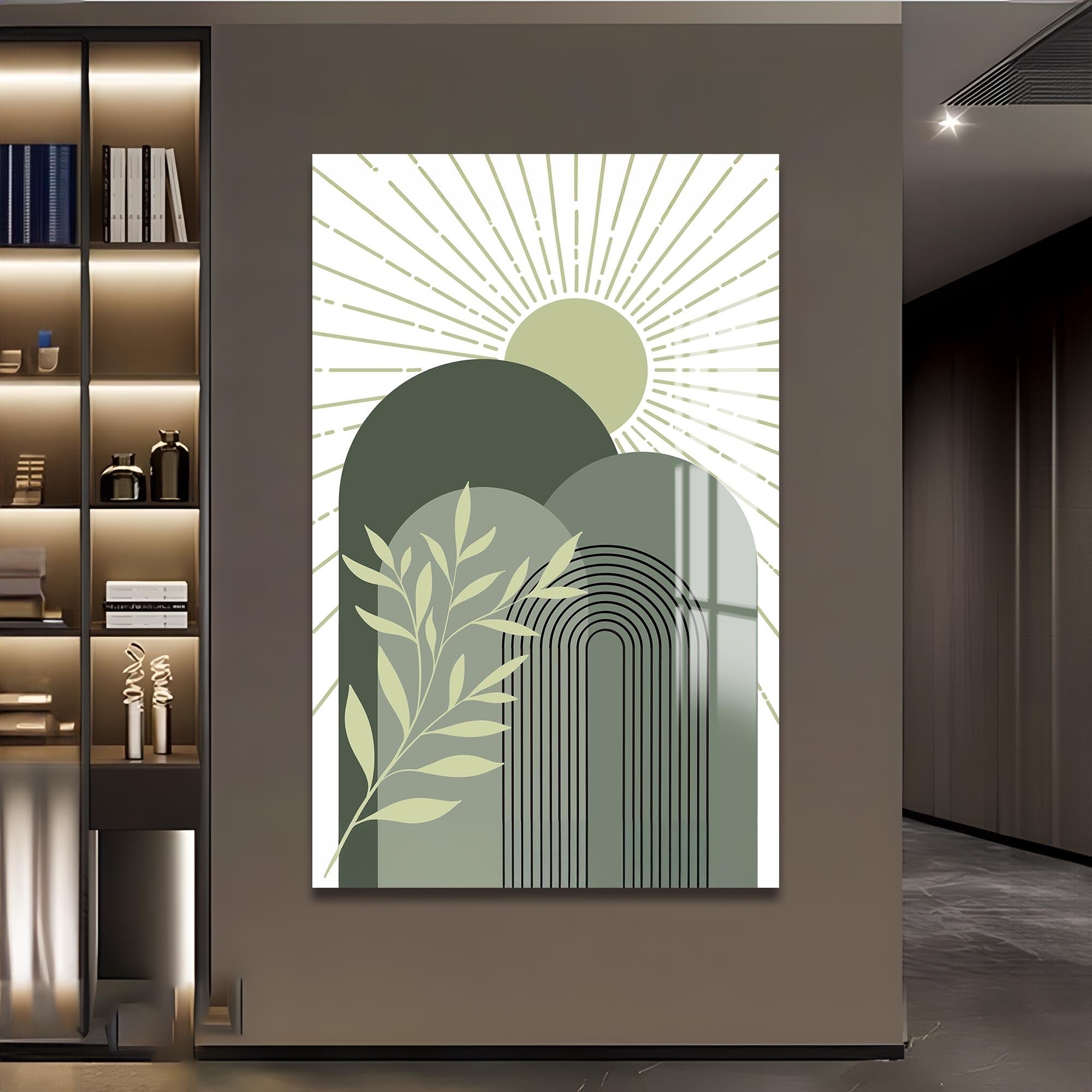 Artronauts Glass Print Sage Sunrise Peaks– Bohemian Tempered Glass Wall Art