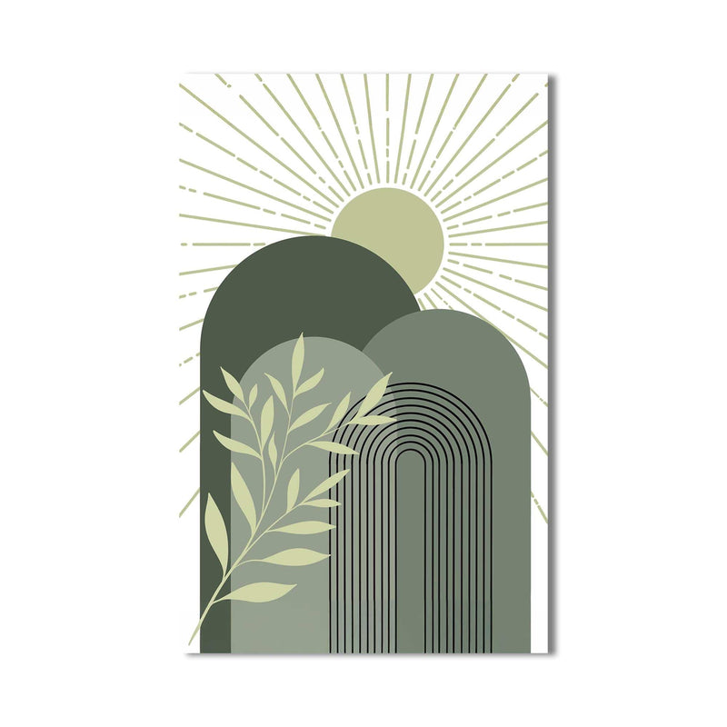 Artronauts Glass Print Sage Sunrise Peaks– Bohemian Tempered Glass Wall Art