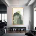 Artronauts Glass Print S | 72x46 cm | 28.3"x18.1" / Gold Sage Sunrise Peaks– Bohemian Tempered Glass Wall Art