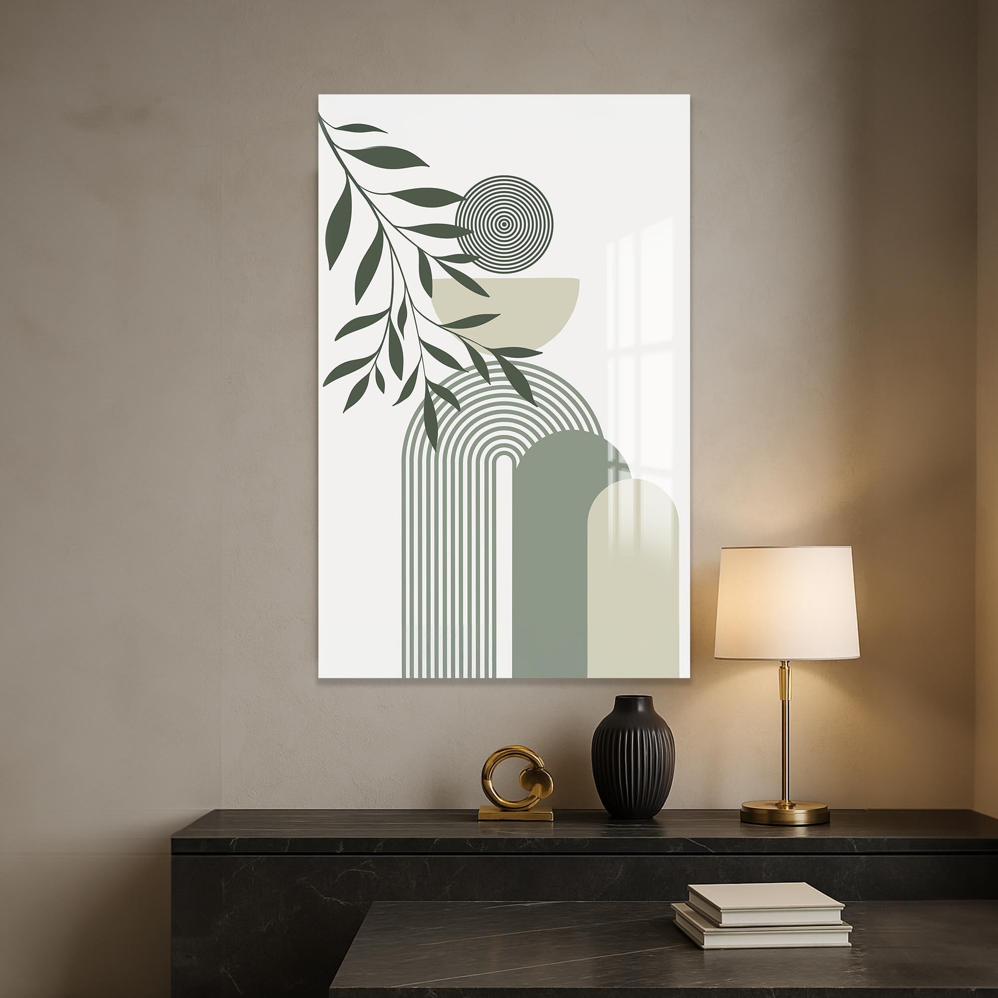 Arc Rhythm Botanical– Bohemian Tempered Glass Wall Art