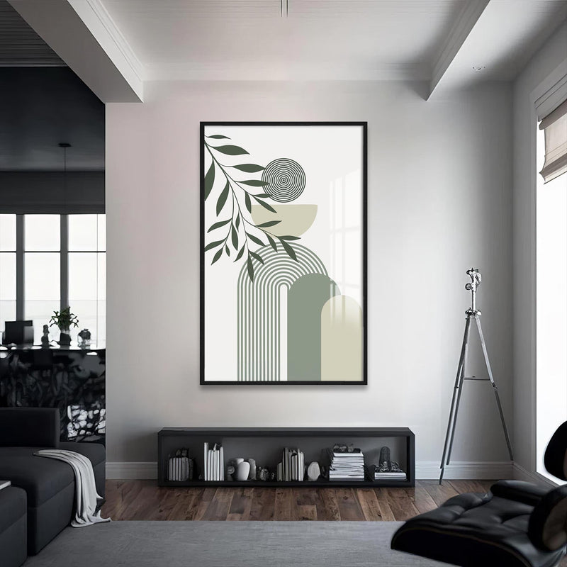 Artronauts Glass Print S | 72x46 cm | 28.3"x18.1" / Black Arc Rhythm Botanical– Bohemian Tempered Glass Wall Art