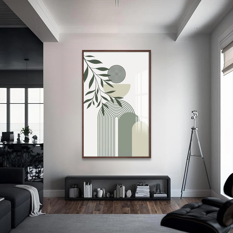 Artronauts Glass Print S | 72x46 cm | 28.3"x18.1" / Walnut Arc Rhythm Botanical– Bohemian Tempered Glass Wall Art