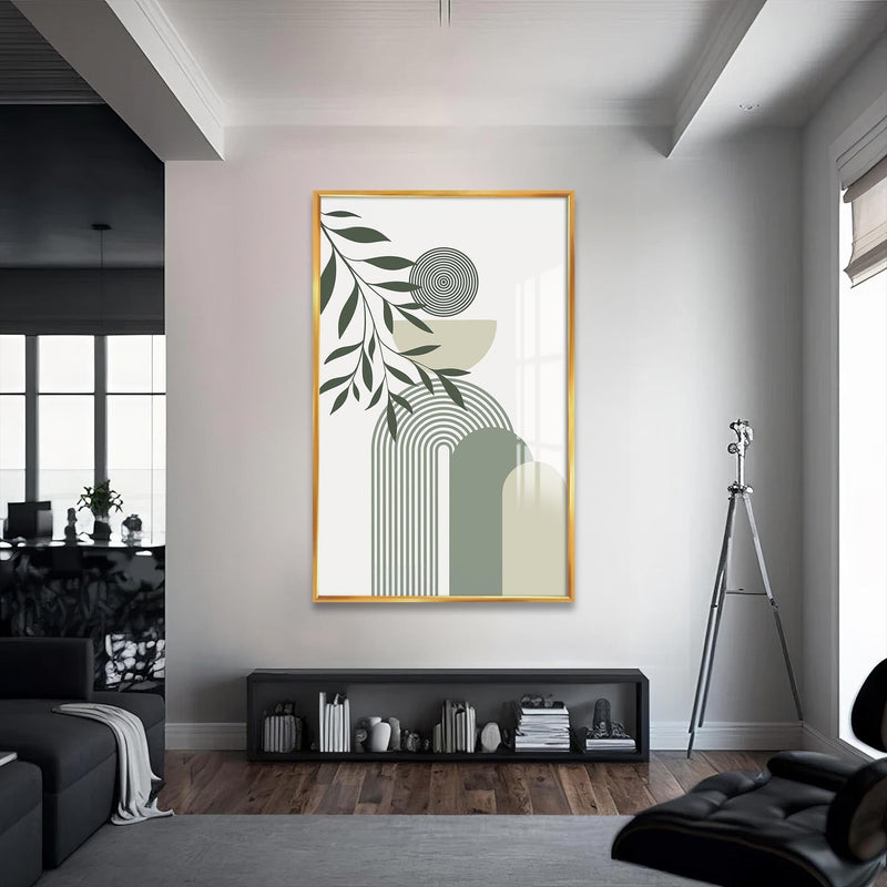 Artronauts Glass Print S | 72x46 cm | 28.3"x18.1" / Gold Arc Rhythm Botanical– Bohemian Tempered Glass Wall Art