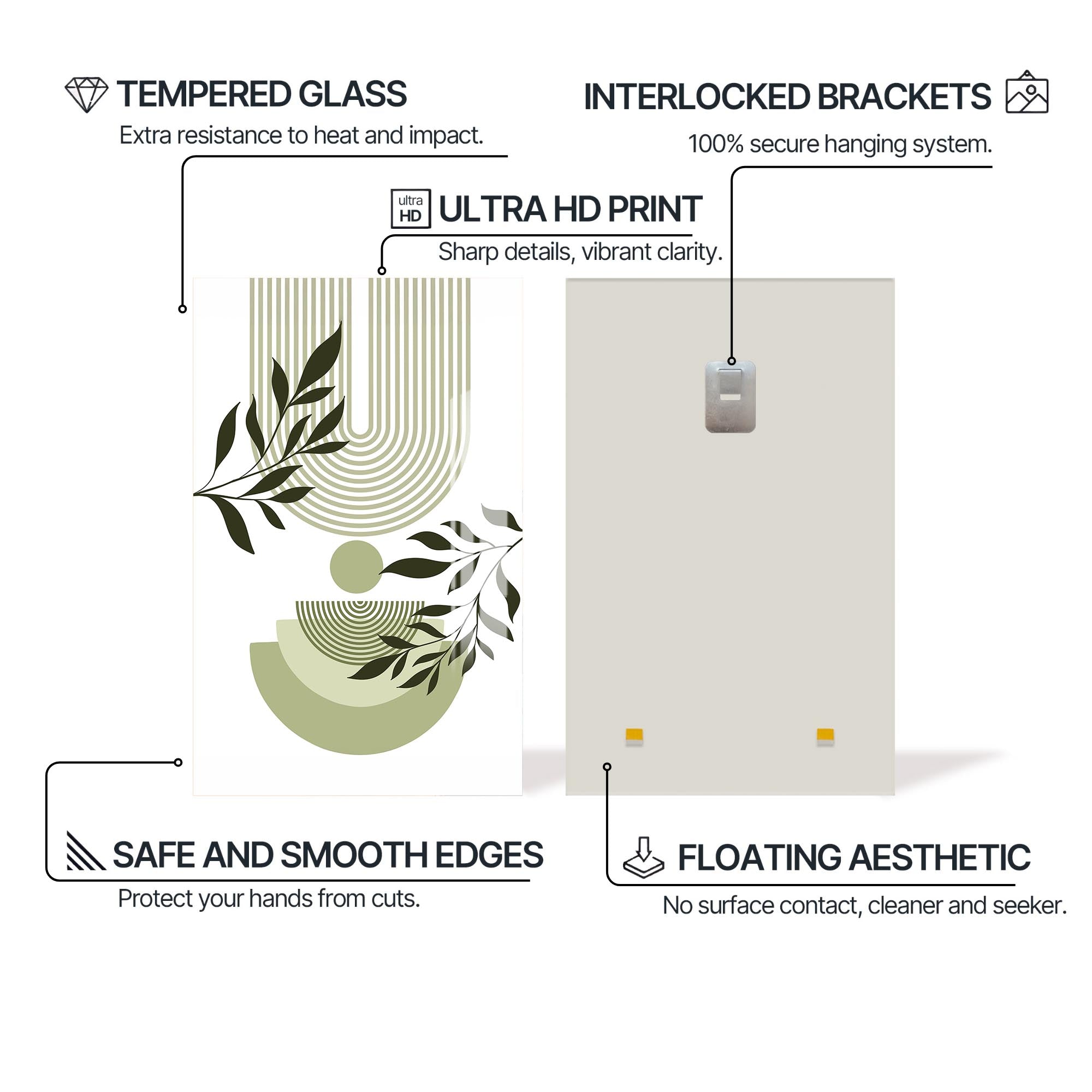 Verdant Flow– Bohemian Tempered Glass Wall Art