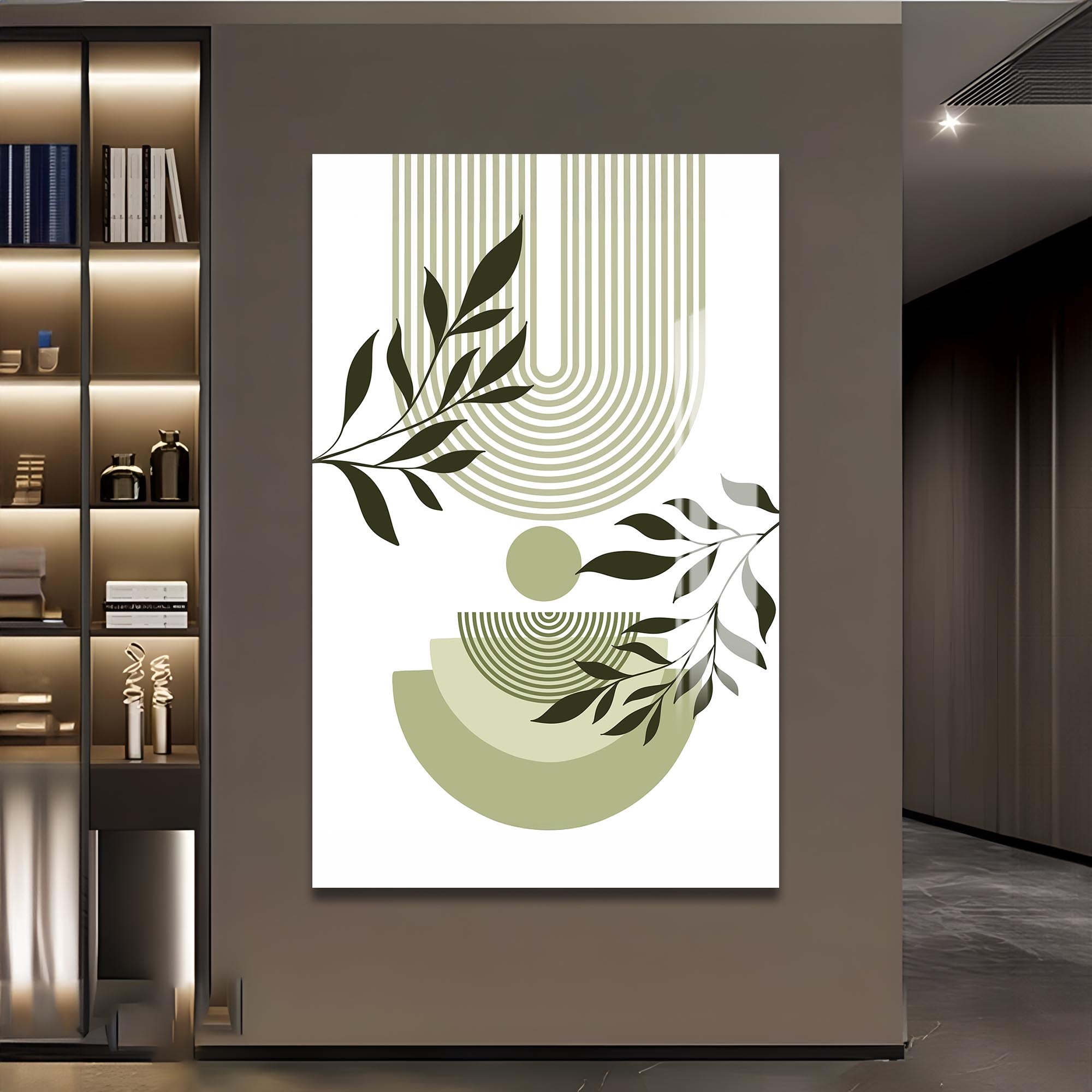 Verdant Flow– Bohemian Tempered Glass Wall Art