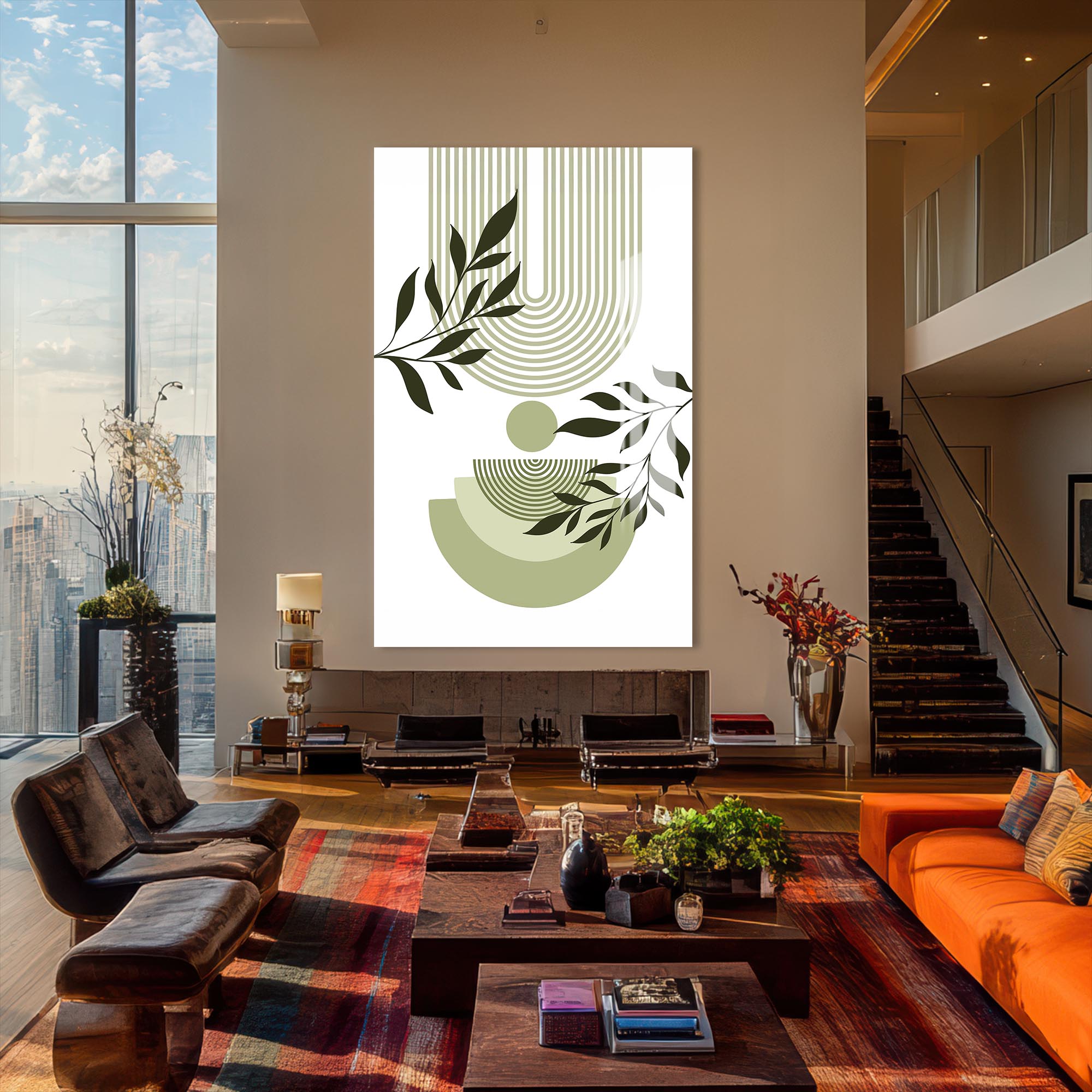 Verdant Flow– Bohemian Tempered Glass Wall Art