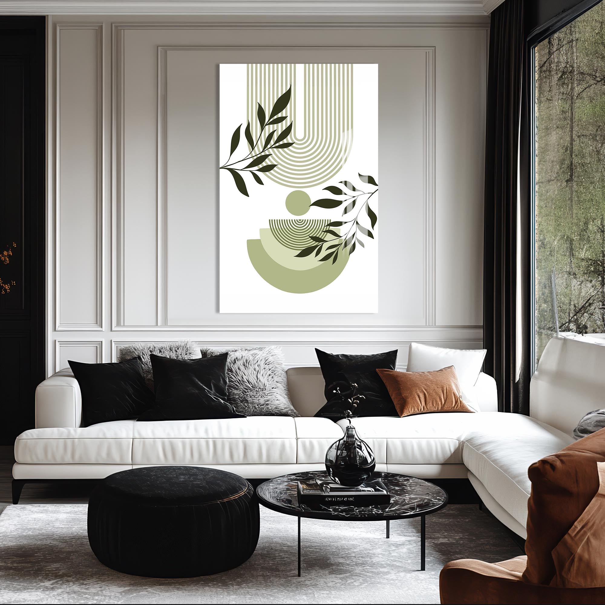 Verdant Flow– Bohemian Tempered Glass Wall Art