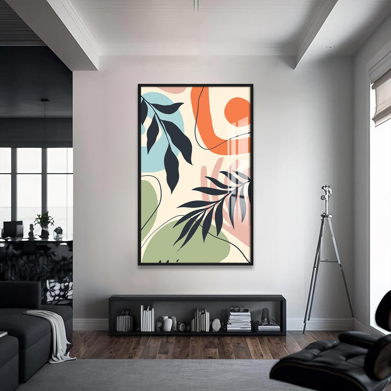 Artronauts Glass Print S | 72x46 cm | 28.3"x18.1" / Black Sunset Bloom Abstract– Bohemian Tempered Glass Wall Art