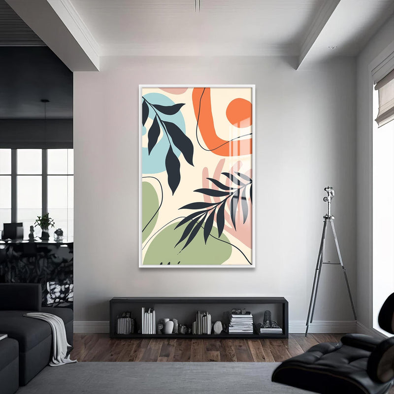 Artronauts Glass Print S | 72x46 cm | 28.3"x18.1" / White Sunset Bloom Abstract– Bohemian Tempered Glass Wall Art