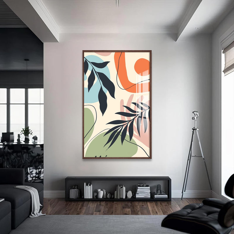 Artronauts Glass Print S | 72x46 cm | 28.3"x18.1" / Walnut Sunset Bloom Abstract– Bohemian Tempered Glass Wall Art