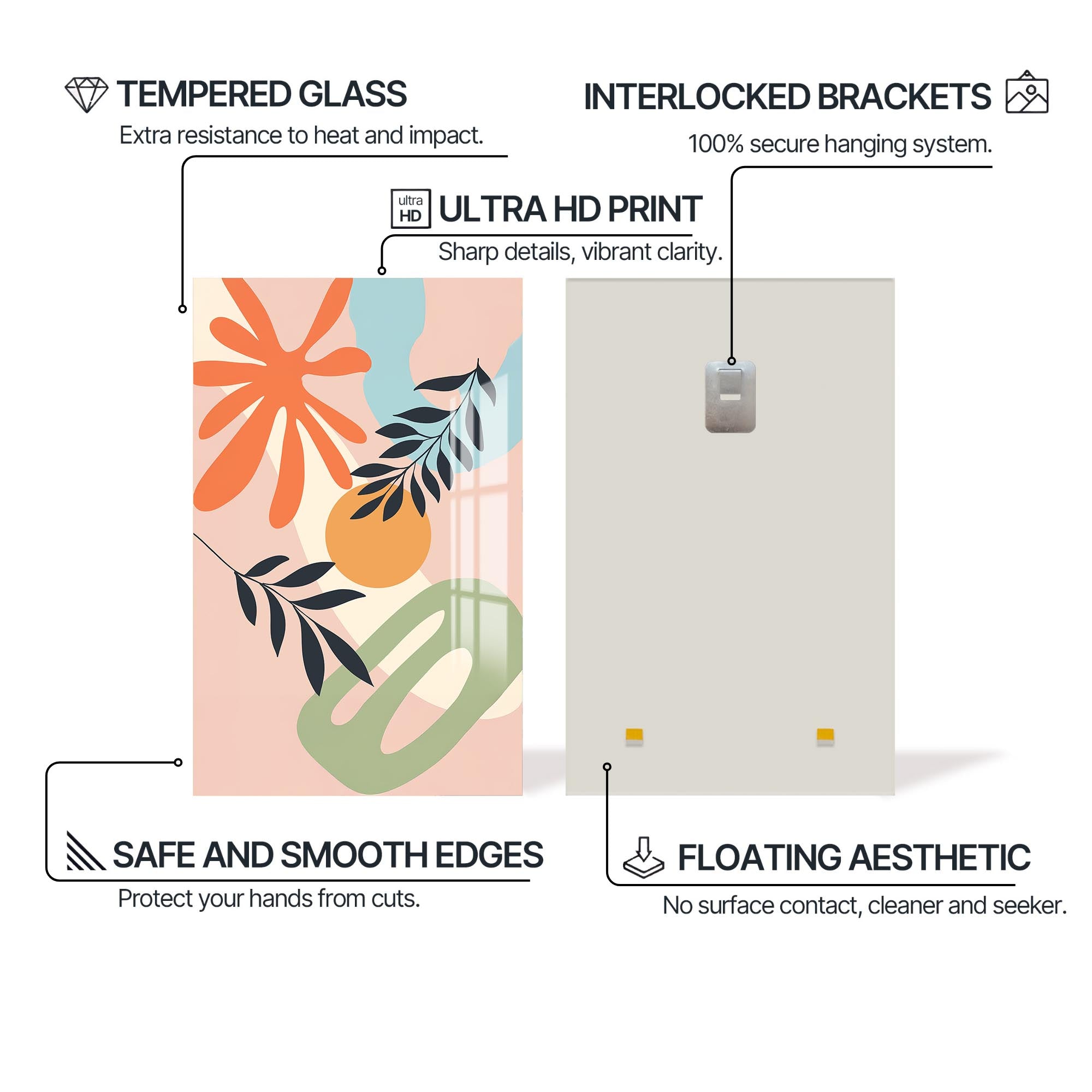 Warm Arc Garden– Bohemian Tempered Glass Wall Art