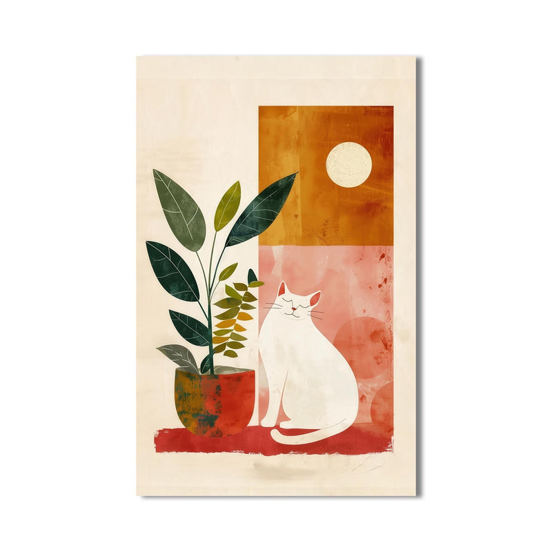 Artronauts Glass Print Sunny Garden Cat– Bohemian Tempered Glass Wall Art