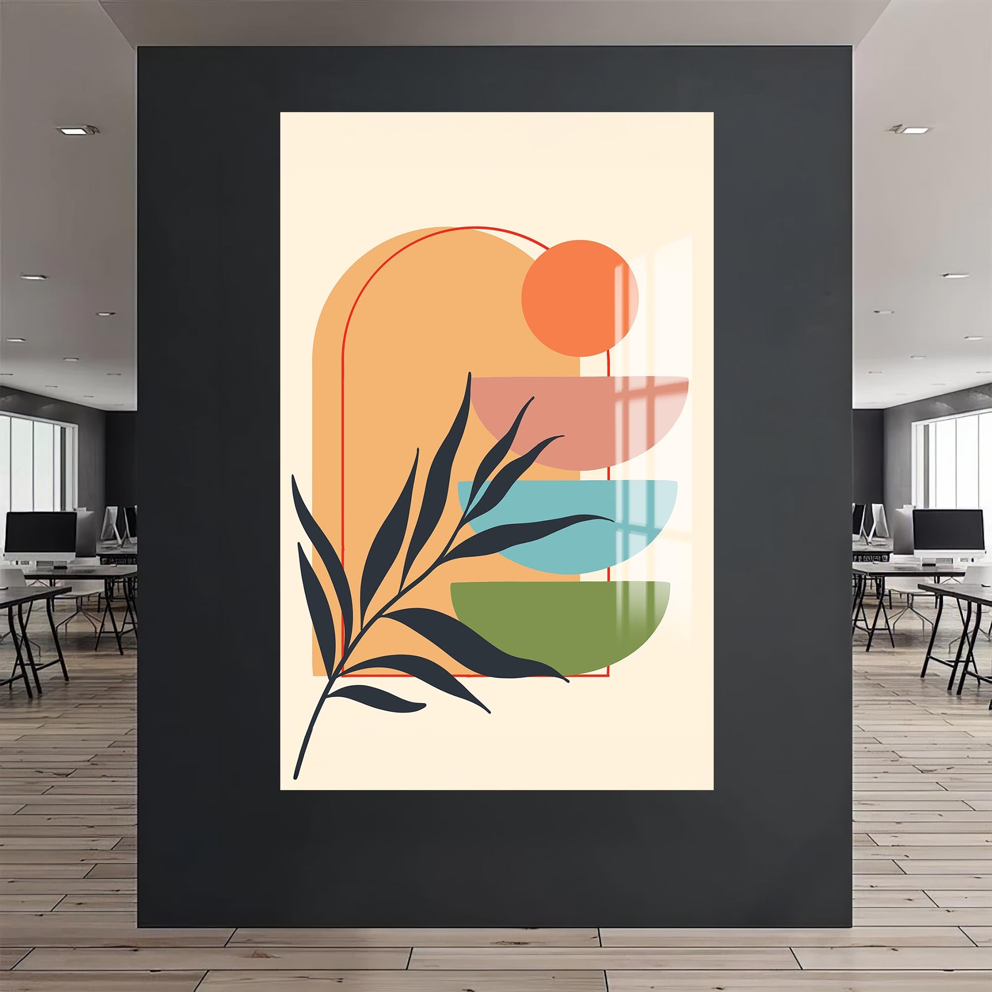 Sunset Stacked Shapes– Bohemian Tempered Glass Wall Art
