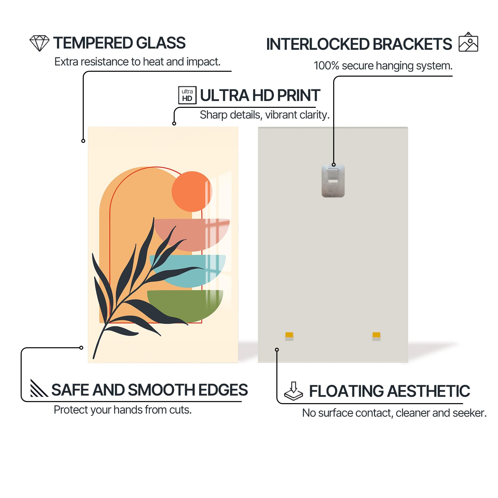 Sunset Stacked Shapes– Bohemian Tempered Glass Wall Art