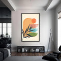 Artronauts Glass Print S | 72x46 cm | 28.3"x18.1" / Black Sunset Stacked Shapes– Bohemian Tempered Glass Wall Art